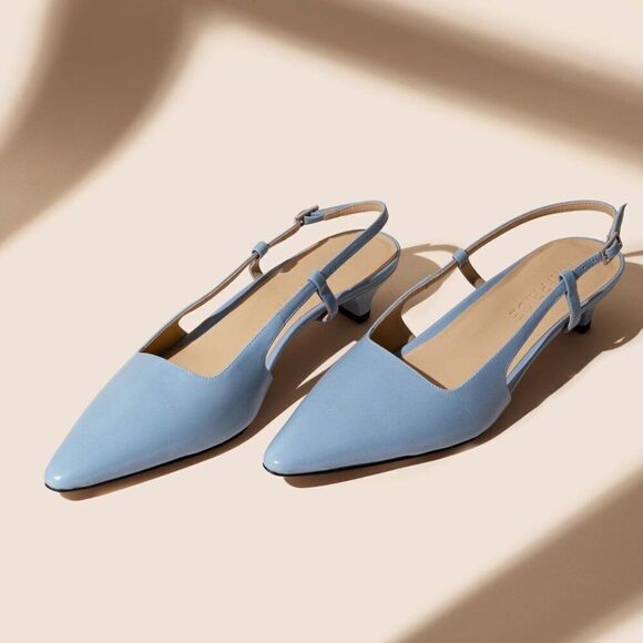 Sling Fling Low Slingback Kitten Heels by Kiki Price – Pale Blue - Picture 3 of 4